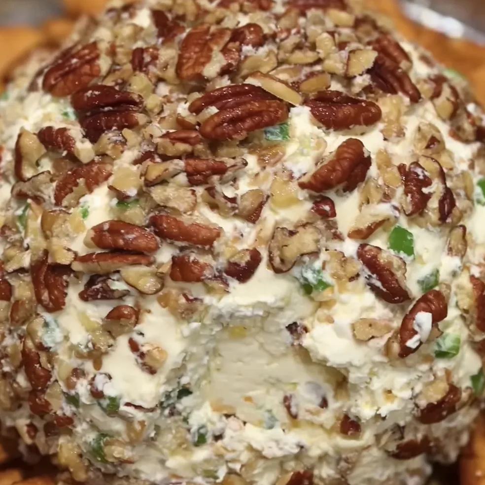 Small cheese balls coated in nuts and herbs, served on a charcuterie board.