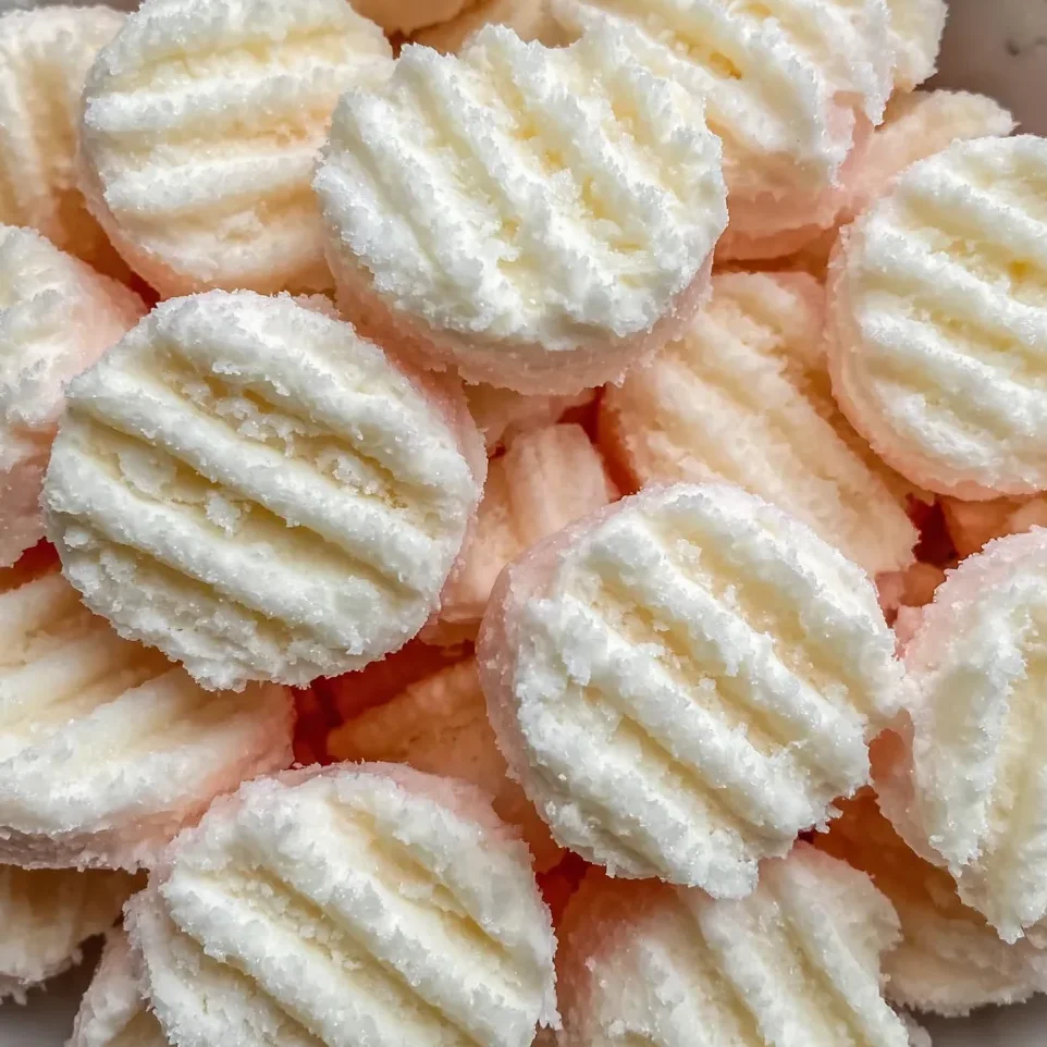 Colorful cream cheese mints arranged neatly on a tray, coated with sugar.