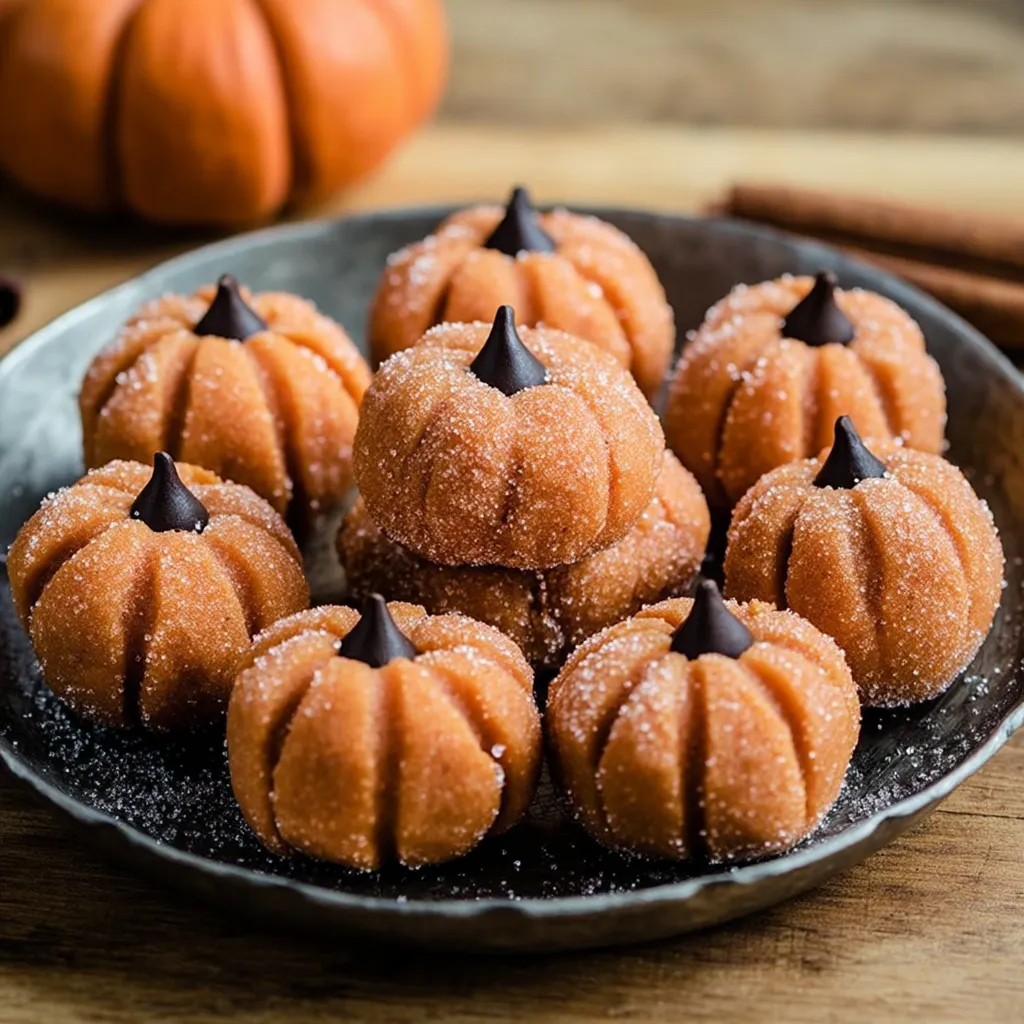 Hands holding pumpkin truffles over parchment paper, ready to serve.