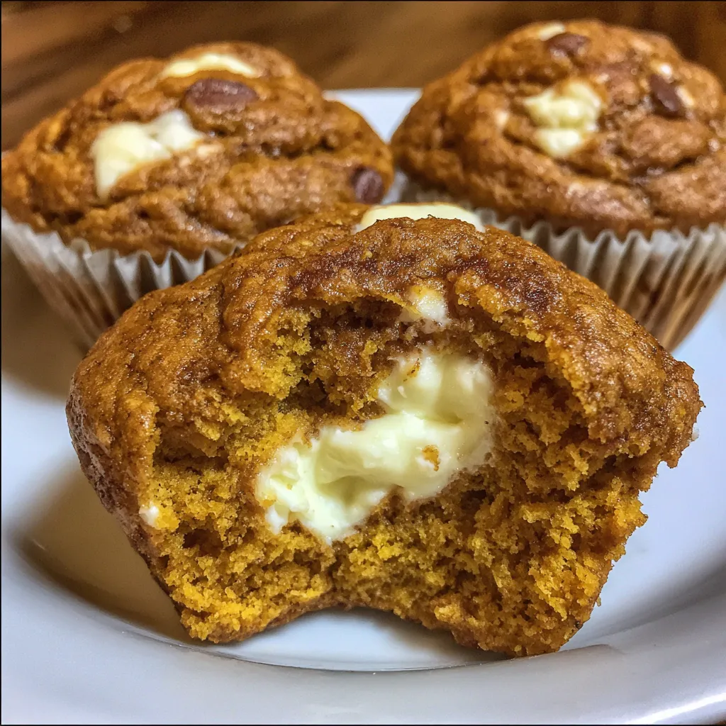 Cup of coffee with pumpkin cream cheese muffin on a rustic plate beside it.
