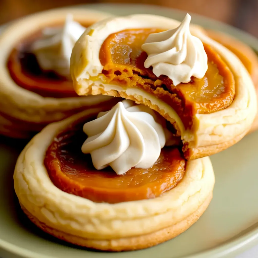 Pumpkin pie cookies in a muffin tin, golden crust with spiced pumpkin filling.