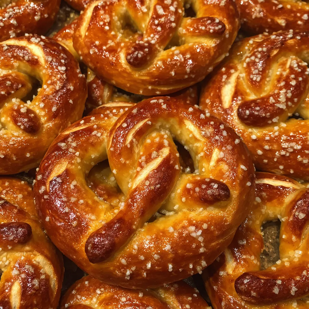 Pretzels coated in cinnamon sugar on a wooden board