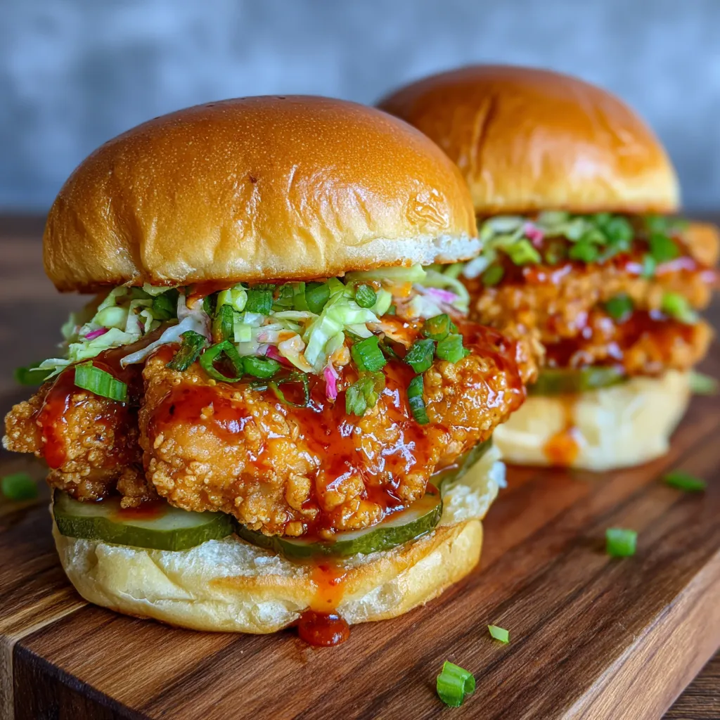 Stack of sliders with lettuce and pickles on a rustic board.