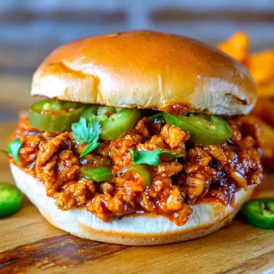 Skillet of Cajun chicken mixture simmering with tomato sauce and peppers.