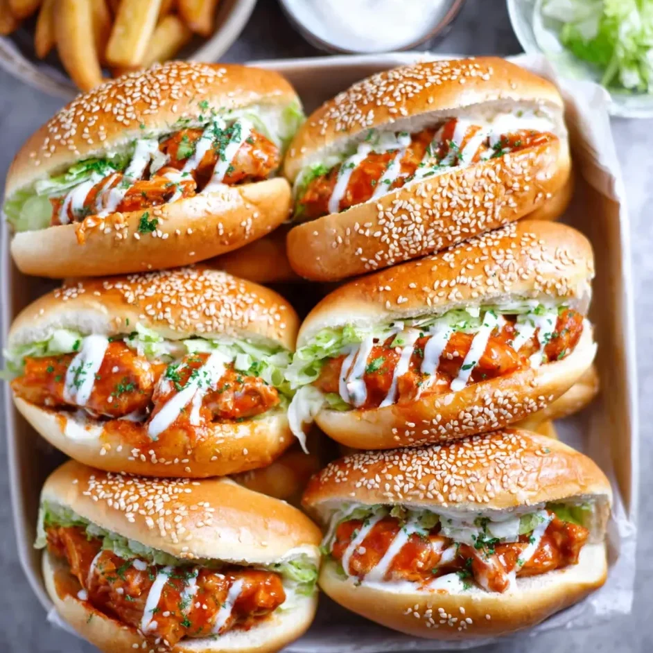 Golden baked buns filled with spicy cheesy chicken filling.