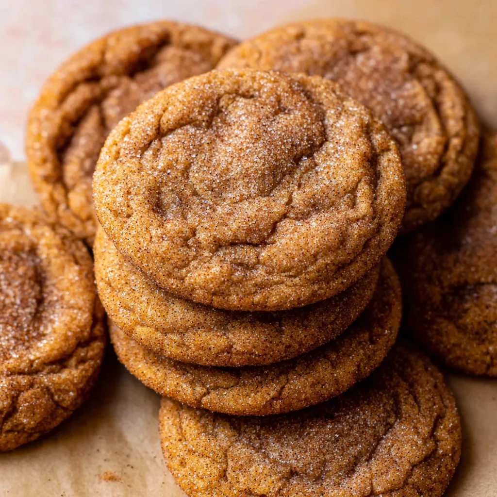 Pumpkin snickerdoodle cookies coated in cinnamon sugar