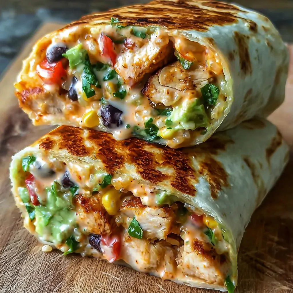 Hand holding burrito with chipotle ranch dripping slightly from the wrap.