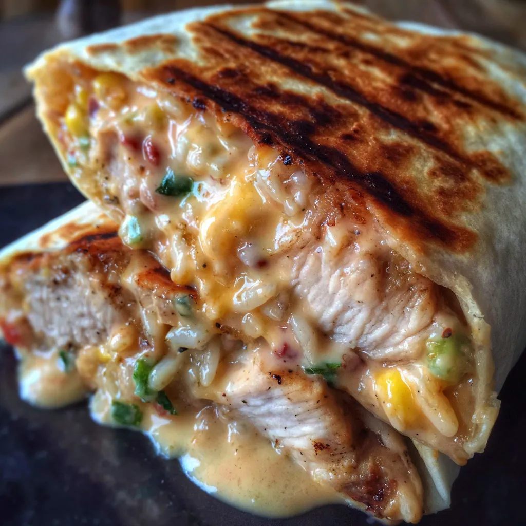 Plated burrito halves with dipping sauce and lime wedges