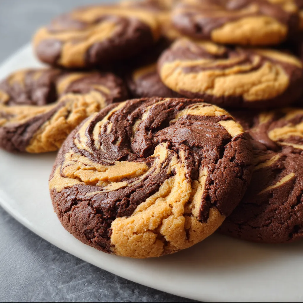 Stack of swirl cookies on a rustic napkin with chocolate chunks and peanuts.