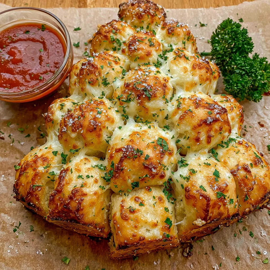 Christmas bread tree with garlic butter and herbs