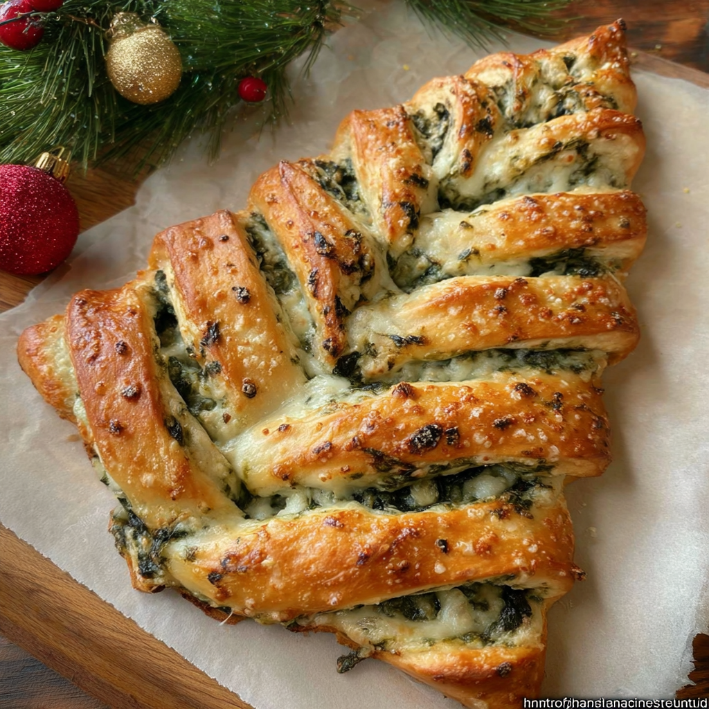 Party platter of spinach dip breadsticks with holiday décor