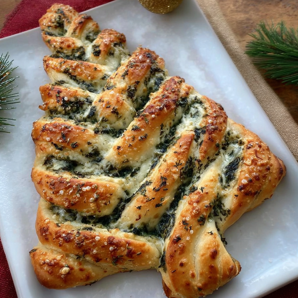 Torn breadstick showing creamy spinach filling