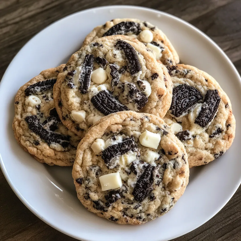 Cookies and cream cookies with Oreo chunks and white chocolate