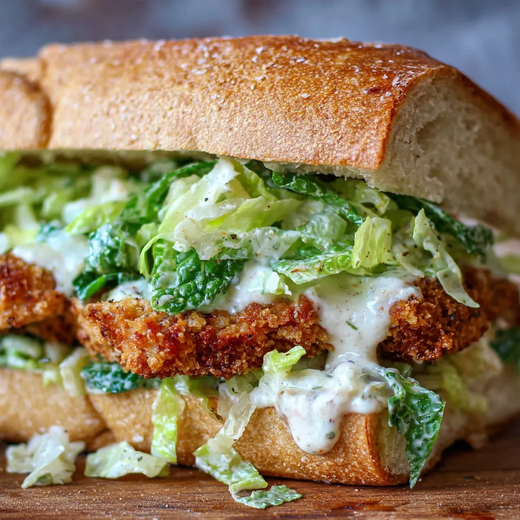Toasted sandwich being held with melted Parmesan and lettuce peeking out.