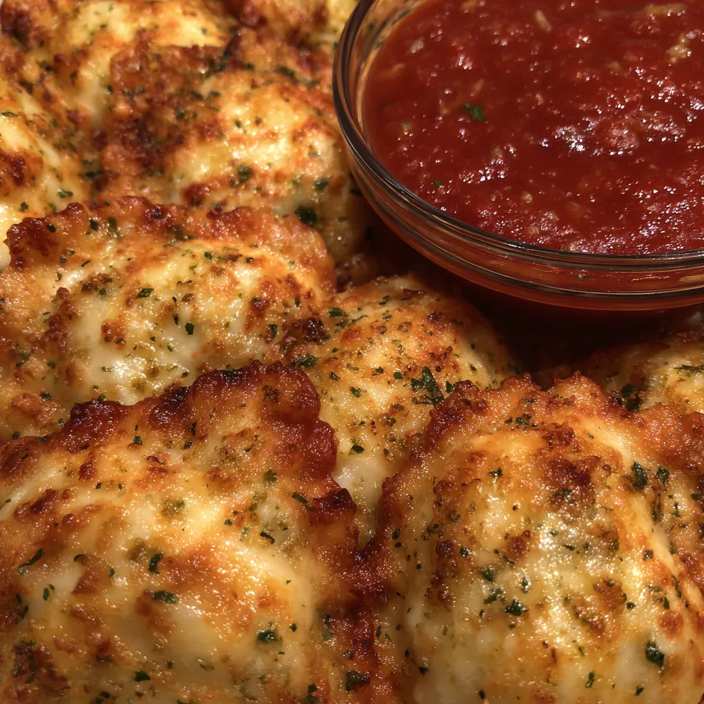 Air fryer ravioli on a serving platter with dipping sauce