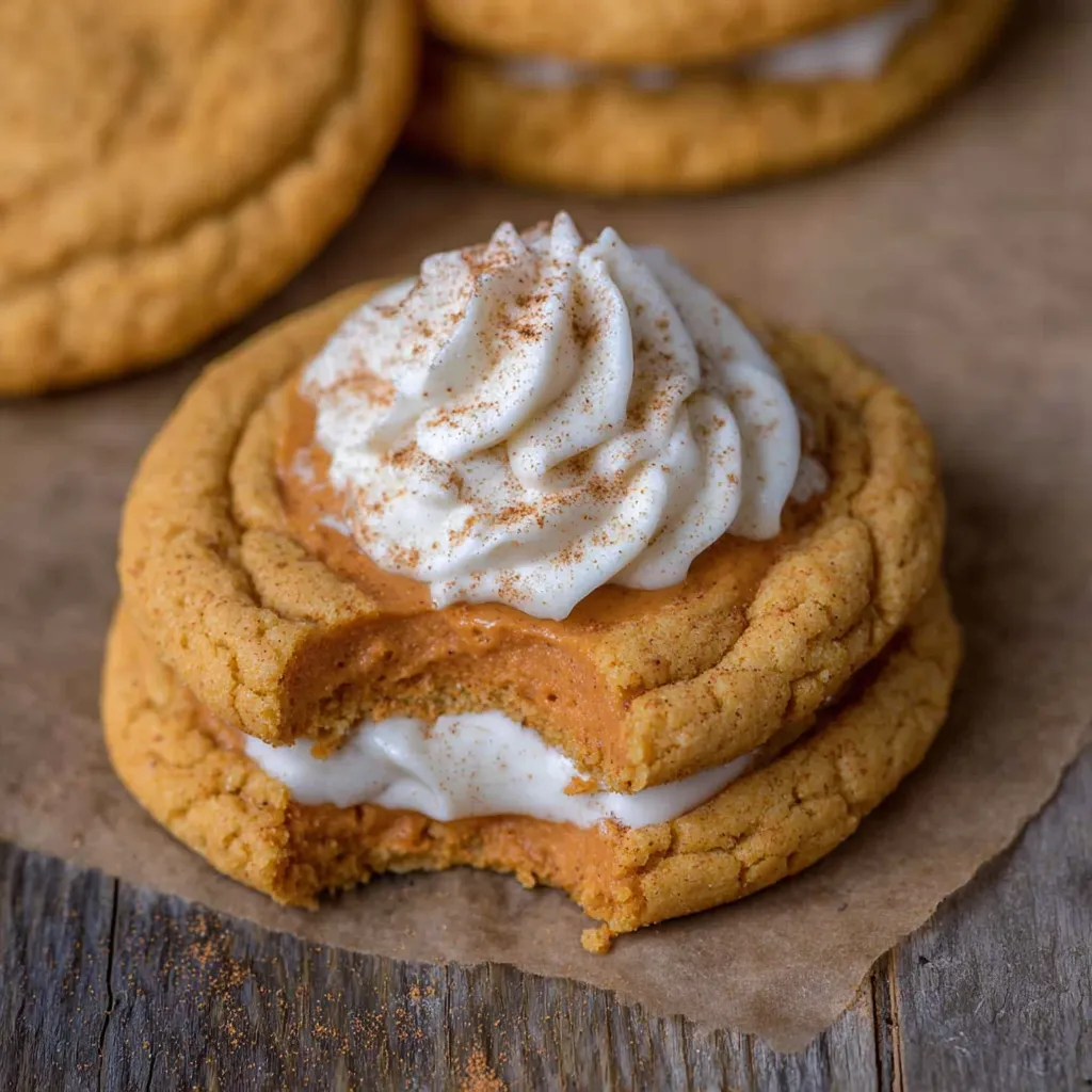 Close-up of pumpkin cookies with cinnamon dusting
