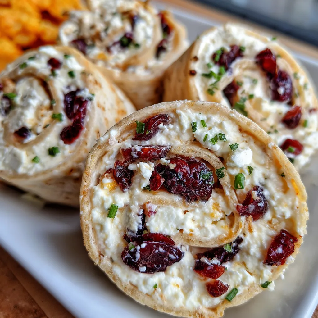 Cranberry roll ups on a holiday platter