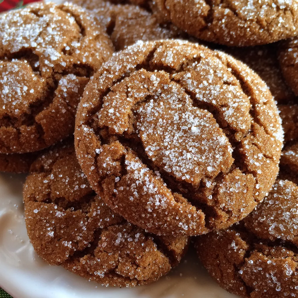 Close-up of soft gingerbread cookies with sugar cracks