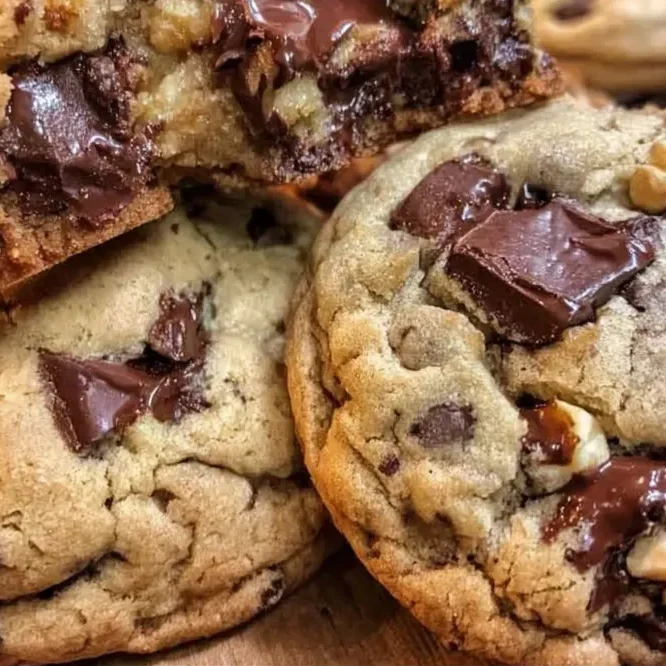 Tray of oversized cookies cooling on parchment paper.