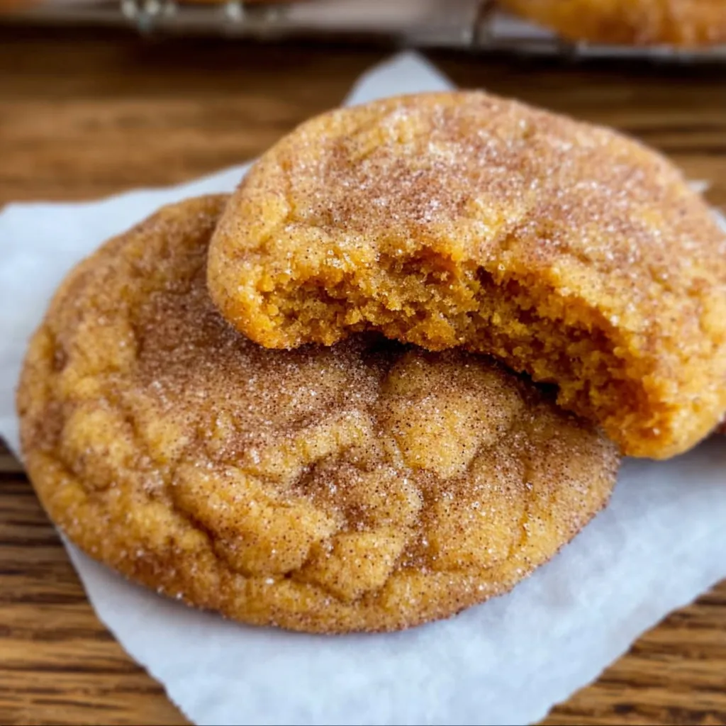 Stack of pumpkin cookies with a bite taken out