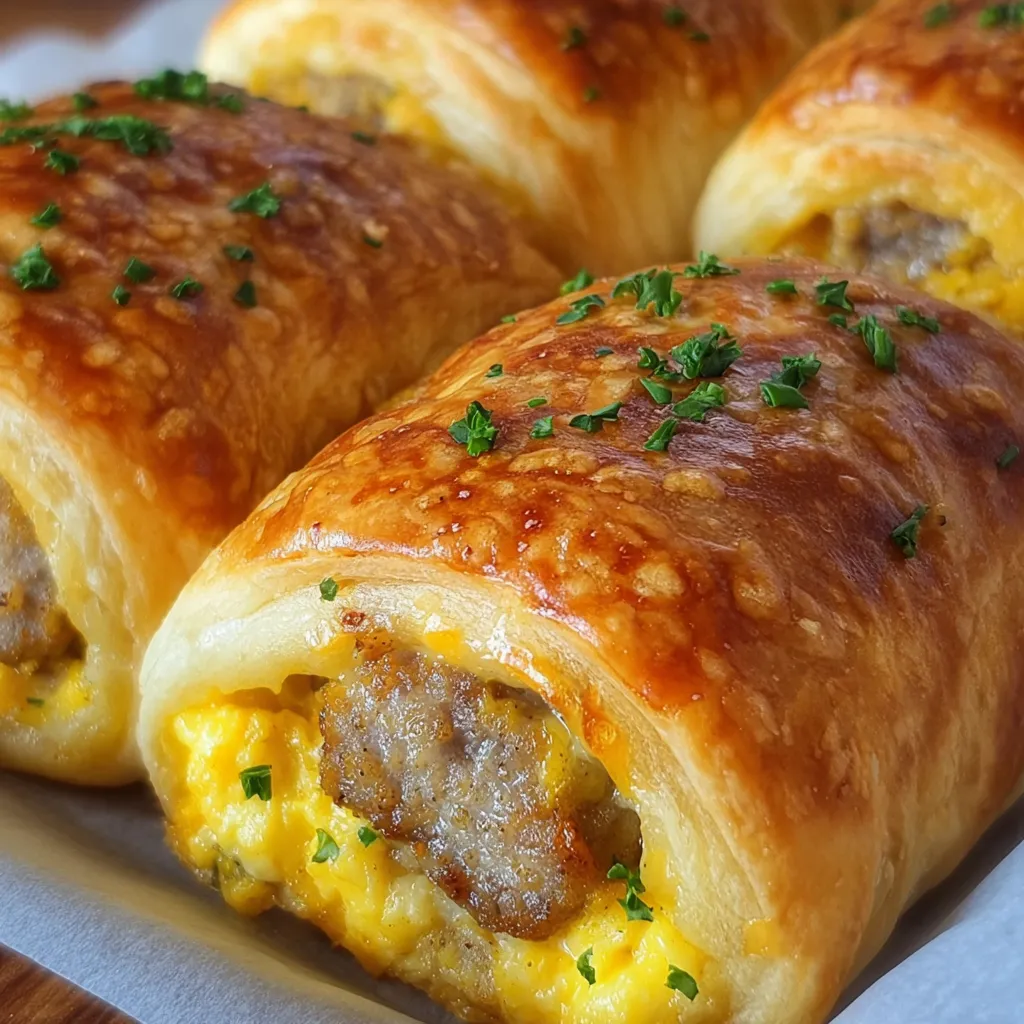 Hand holding a warm breakfast roll with cheese pulling apart.