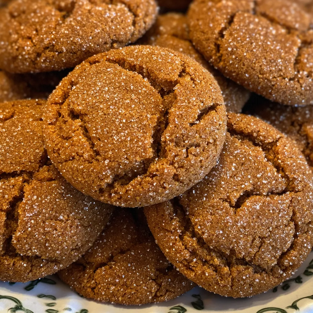 Super soft molasses cookies with sugar crackle tops
