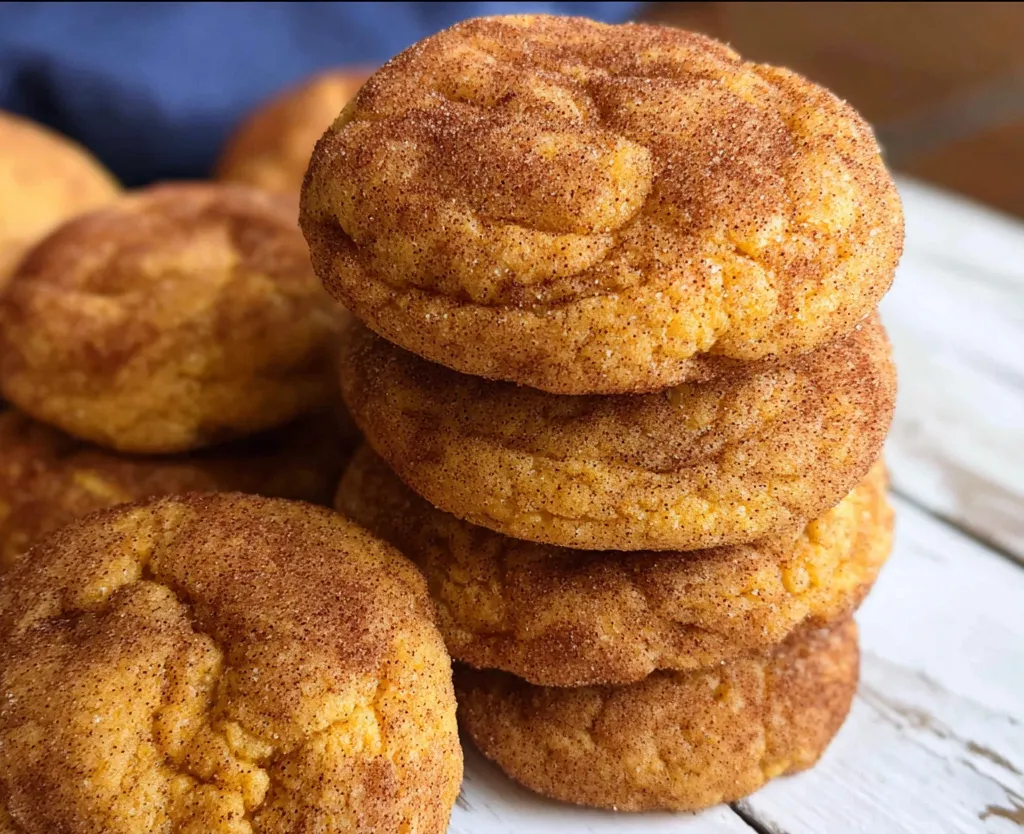 Stack of pumpkin snickerdoodles on a white plate