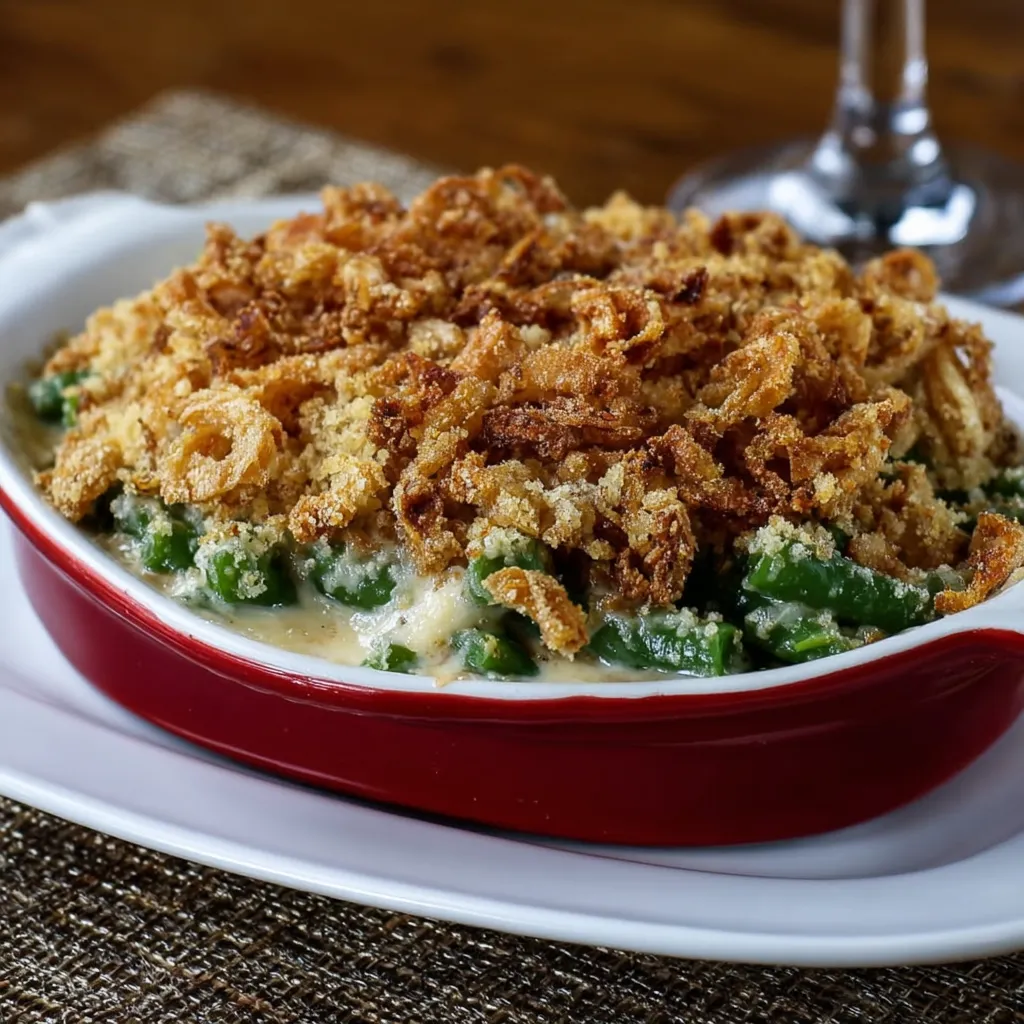 Classic Southern casserole topped with fried onions