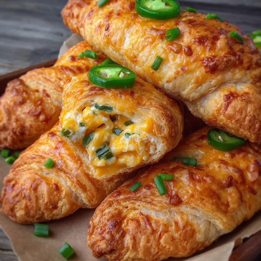 Stack of spicy cheese twists with jalapeño garnish