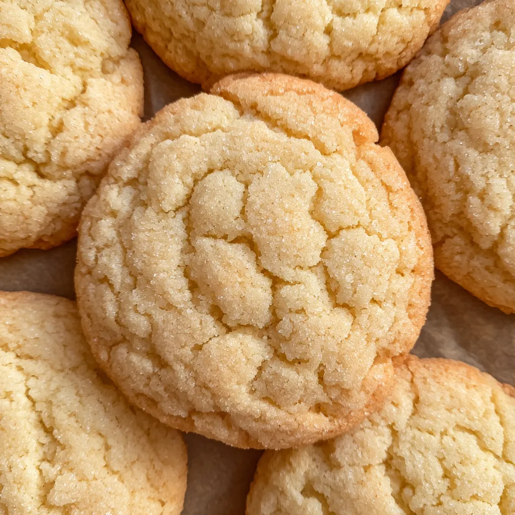 Tray of freshly baked chewy sugar cookies cooling