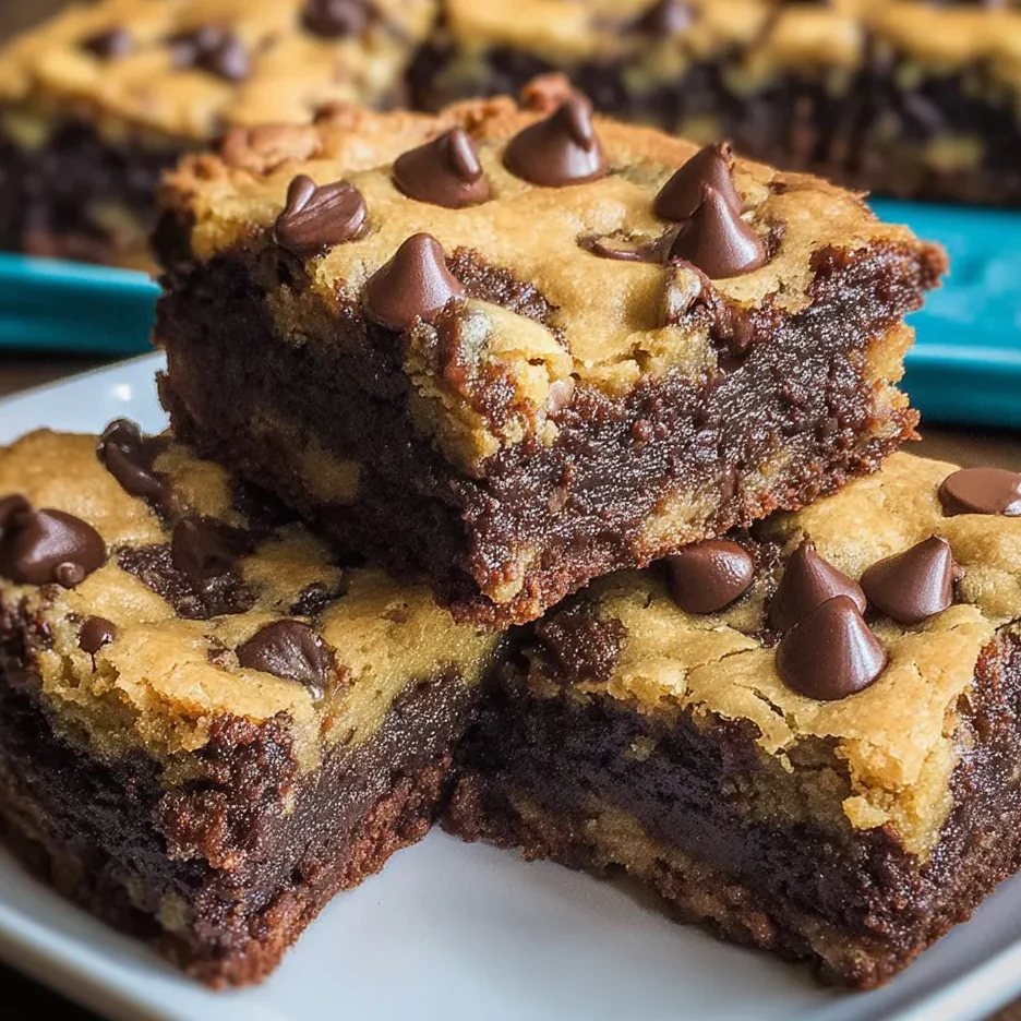 Close-up of cookie brownie square showing chewy texture