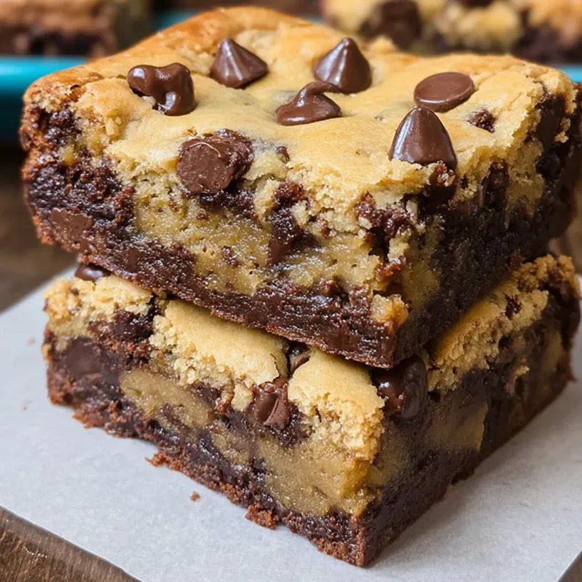 Chocolate chip cookie brownies with distinct layers