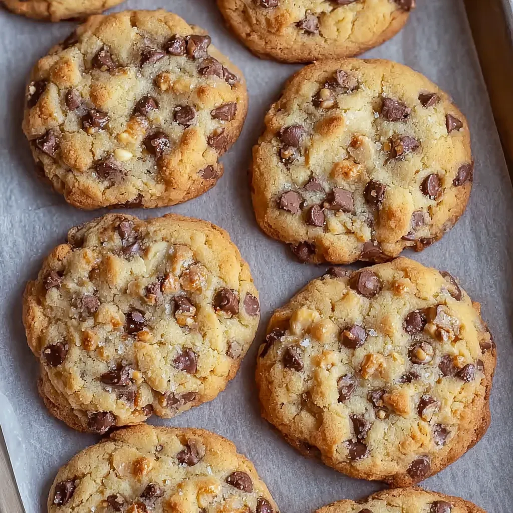 Close-up of golden shortbread cookie with toffee bits