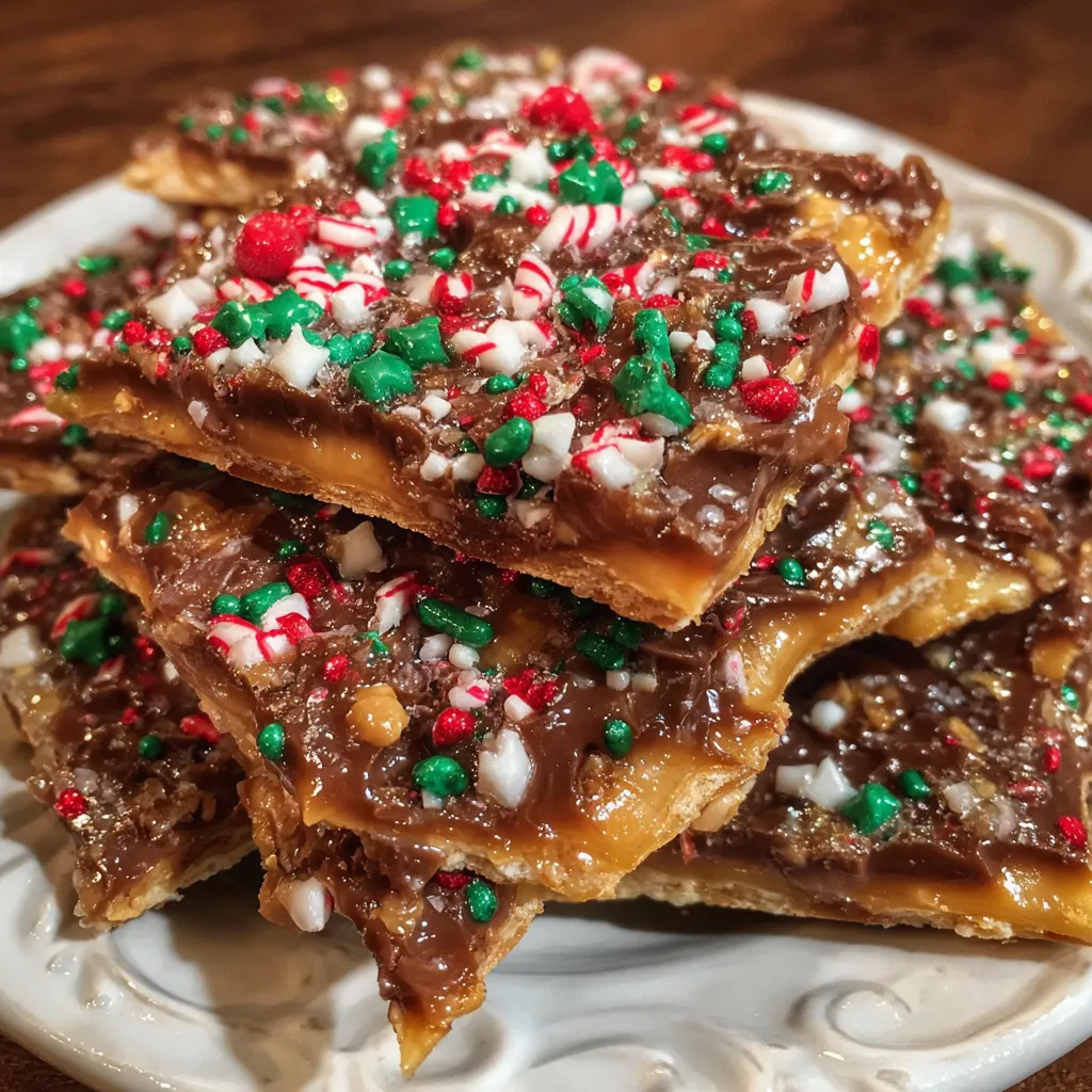 Close-up of chocolate toffee bark broken into pieces