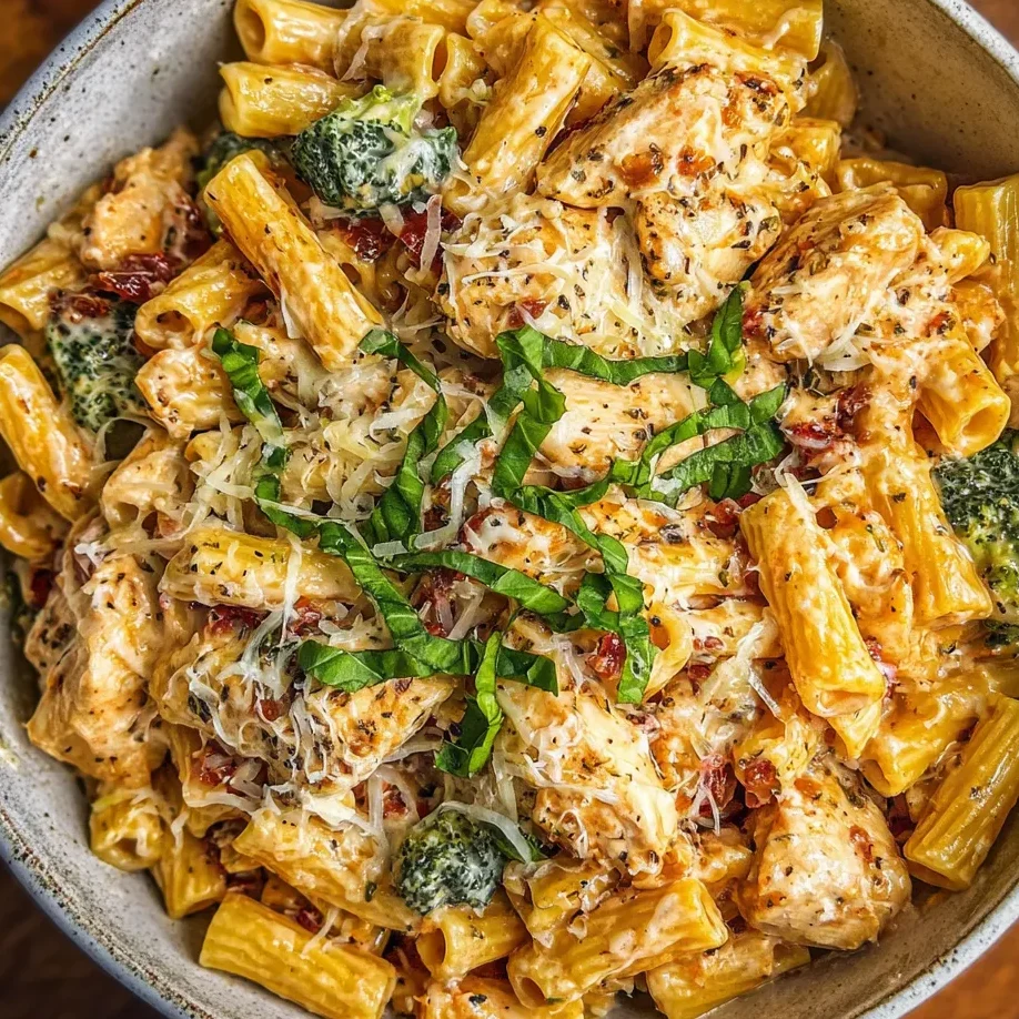 Skillet of creamy Boursin chicken pasta