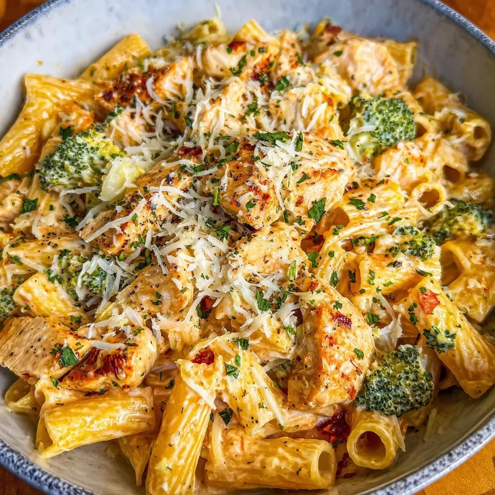 Close-up of pasta coated in Boursin sauce