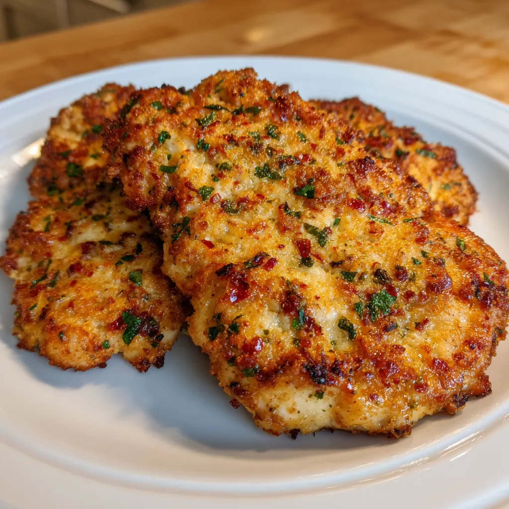 Air fryer Parmesan crusted chicken with herbs
