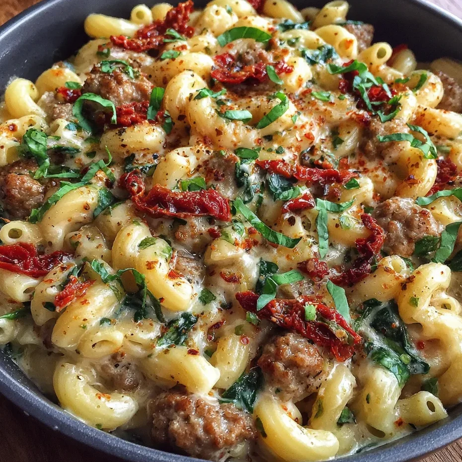 Bowl of marry me ditalini pasta topped with herbs