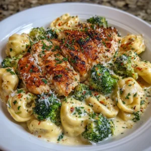 Fork lifting saucy tortellini and chicken