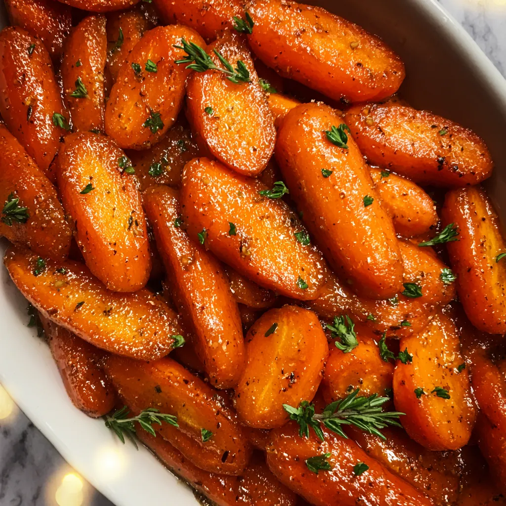 Festive table setting with glazed carrots served beside turkey