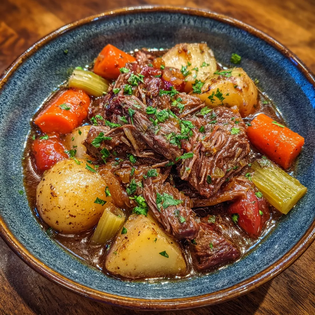 Instant Pot full of beef stew ready to serve