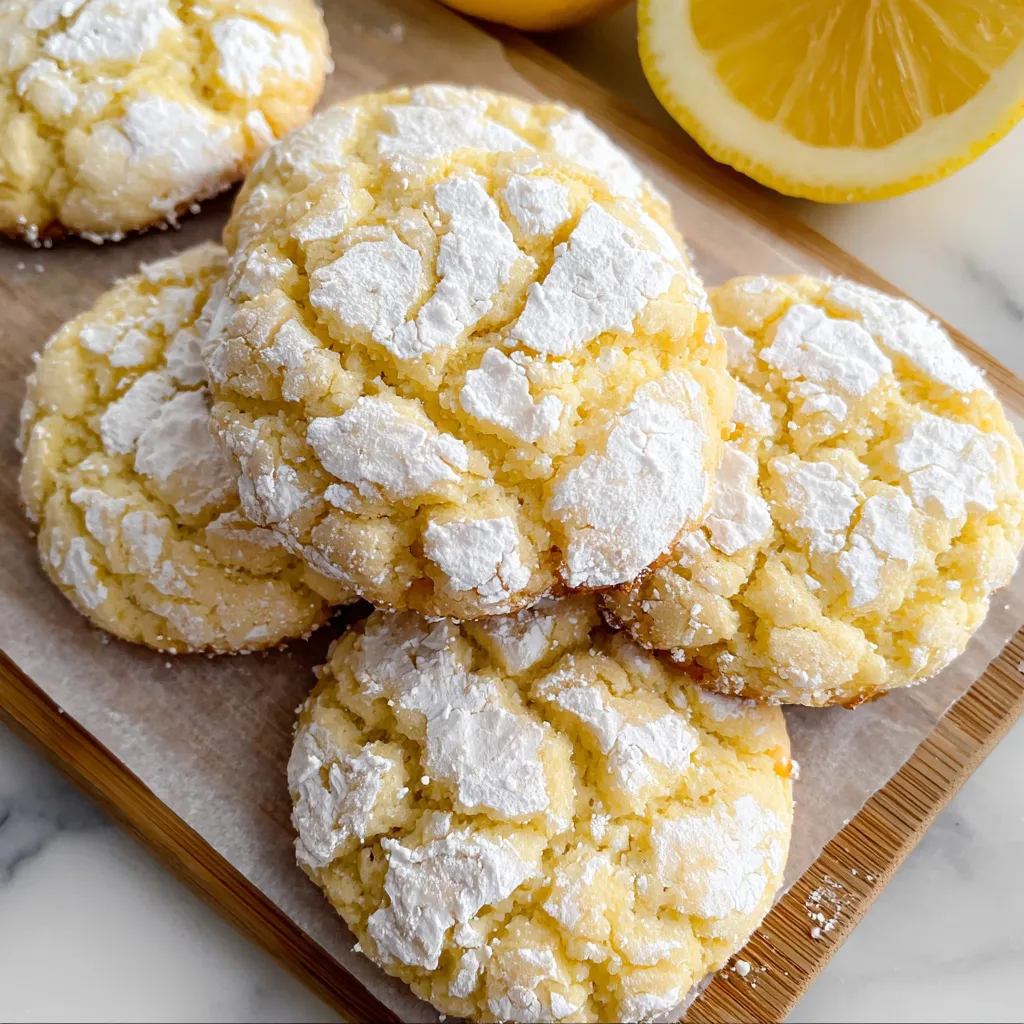Lemon crinkle cookies dusted with powdered sugar