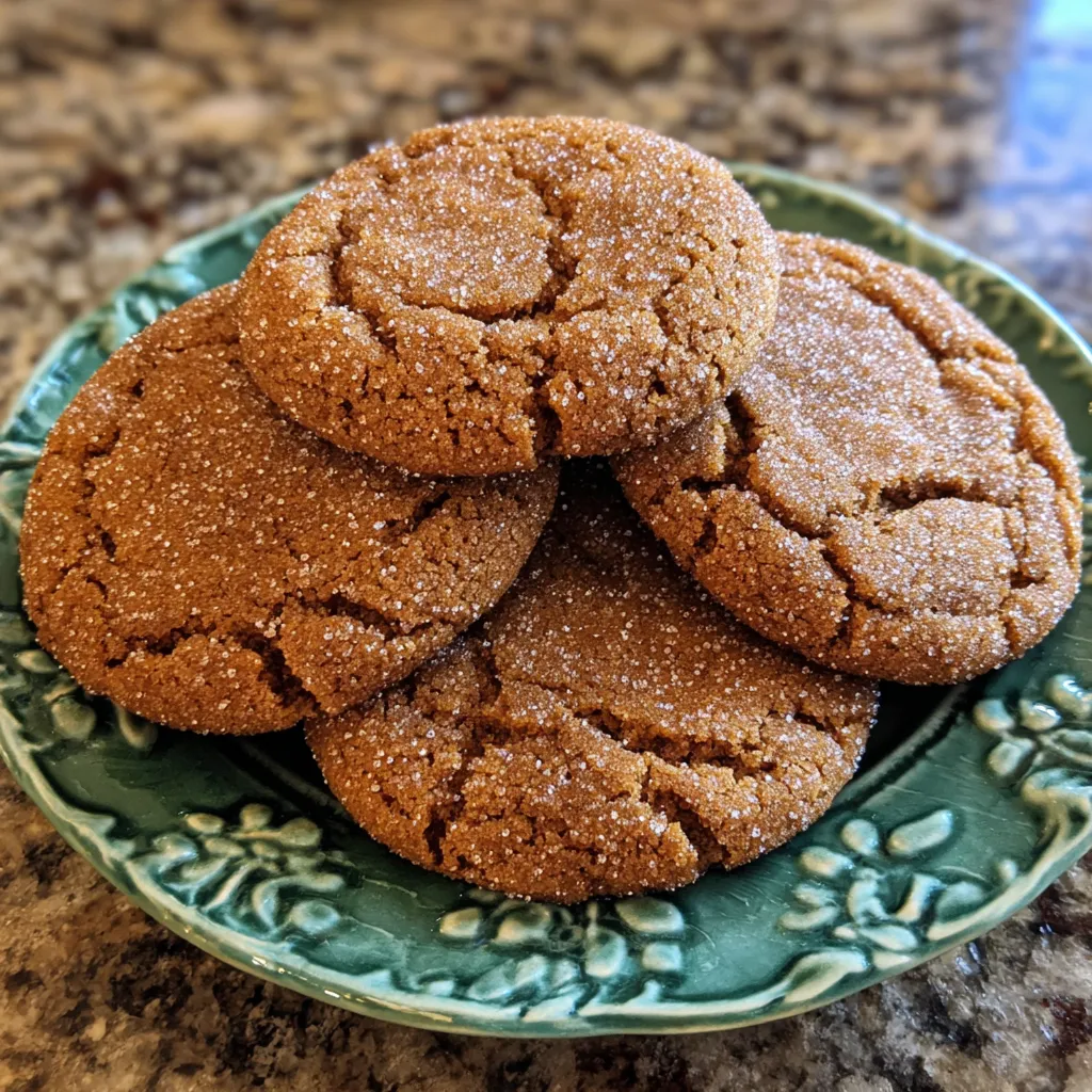 Close-up of molasses cookie showing chewy texture