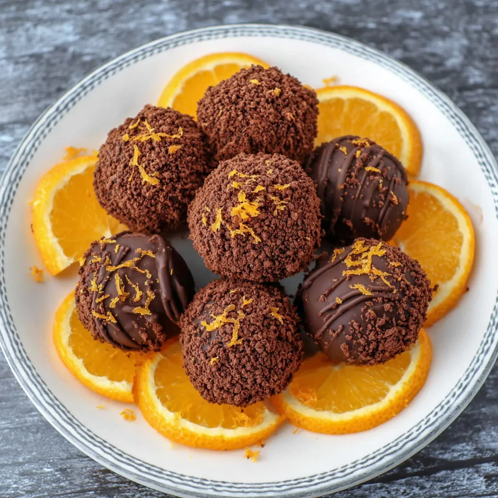 Close-up of truffles with orange zest garnish