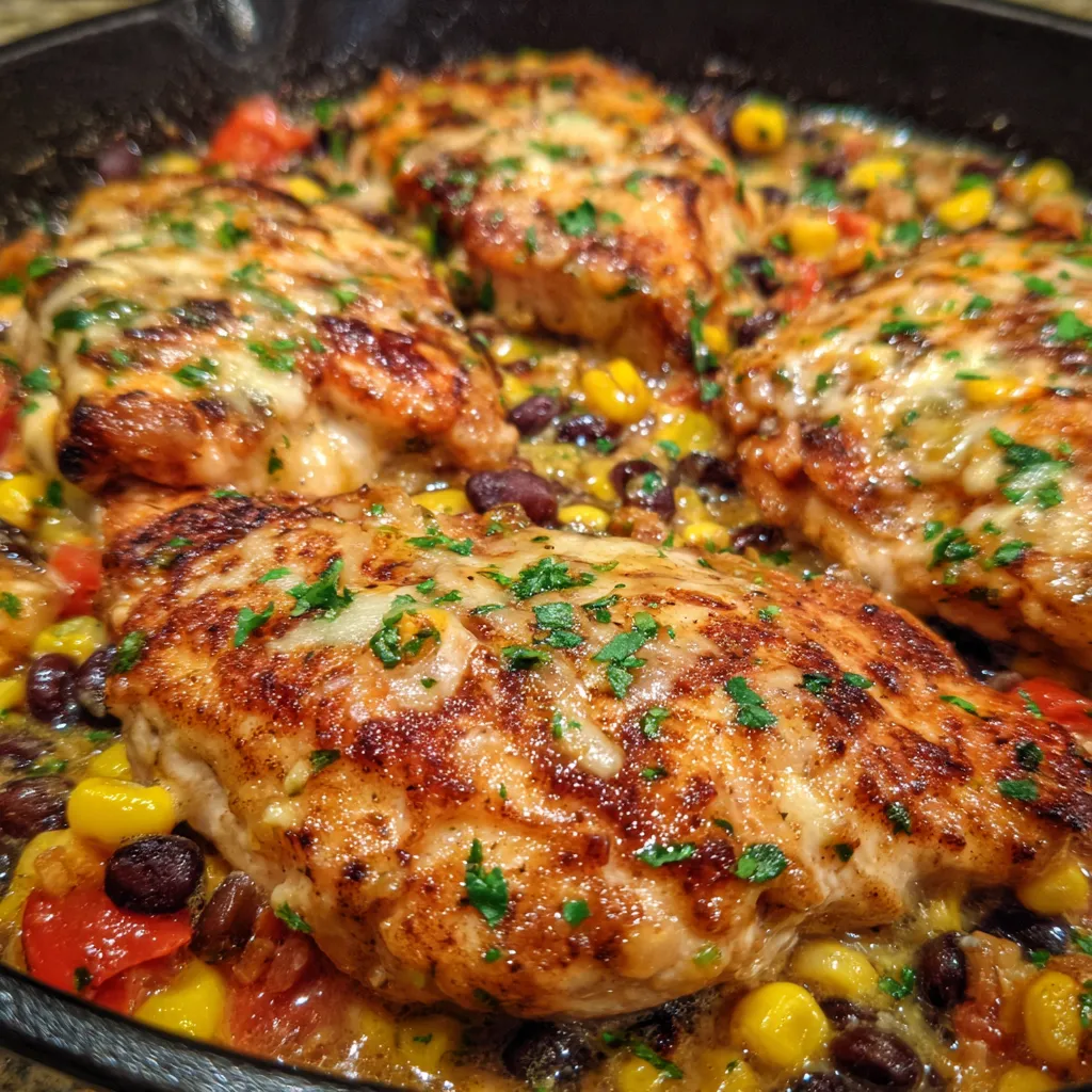 Plate of Santa Fe chicken with rice and lime garnish