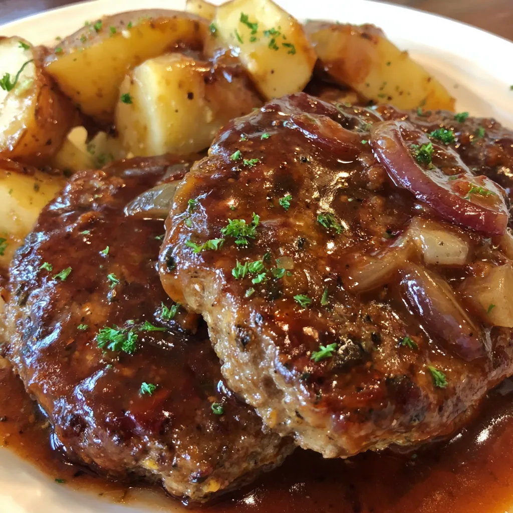Close-up of hamburger steak bake