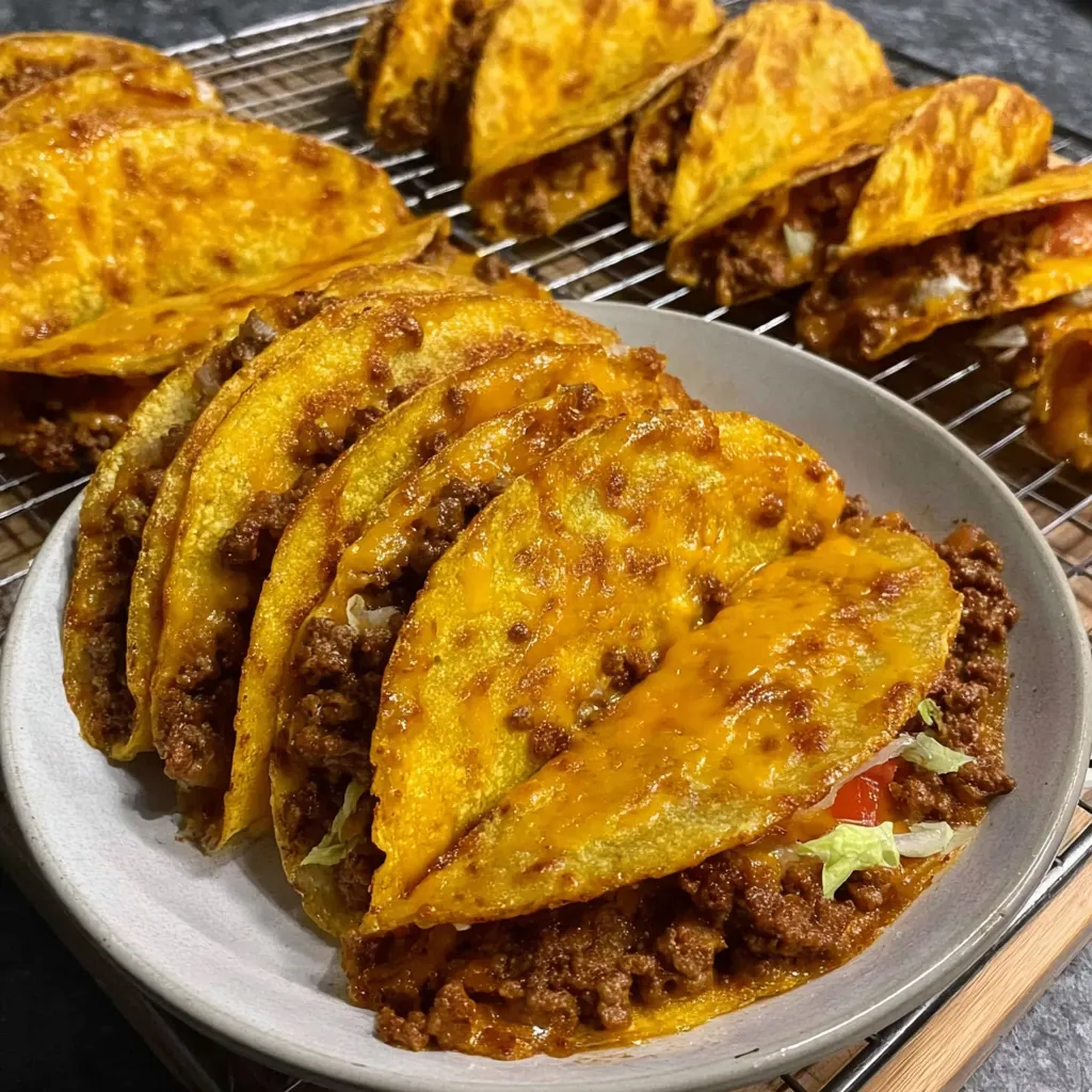 Close-up of baked tacos
