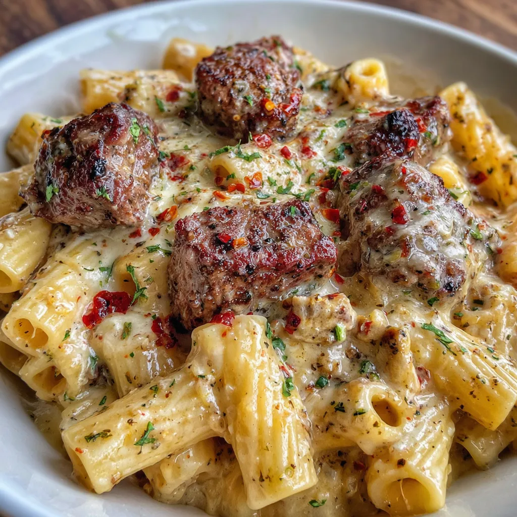 Bowl of Cajun steak rigatoni