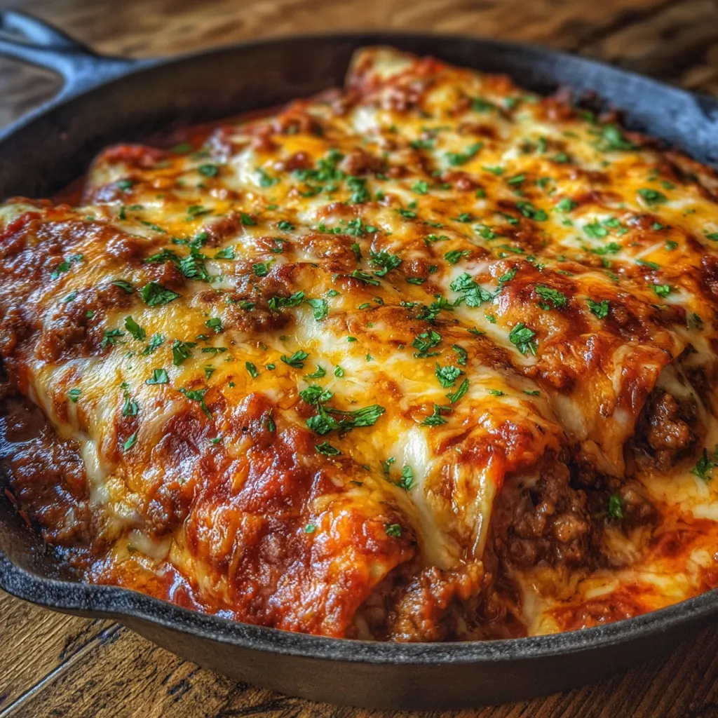 Cheesy ground beef enchiladas