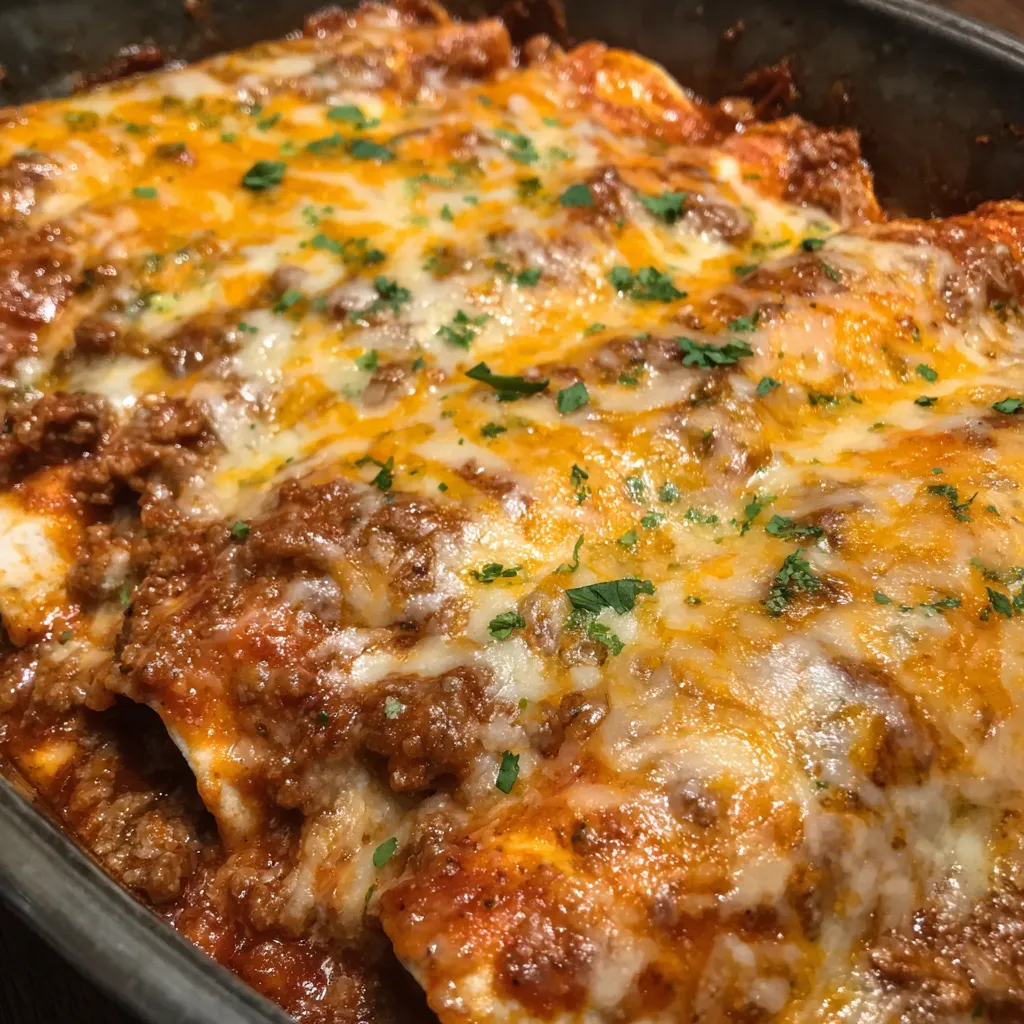 Skillet enchiladas ready to serve